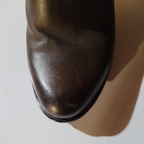 3 inch heel brown leather knee-high boots - Picture 8 of 15